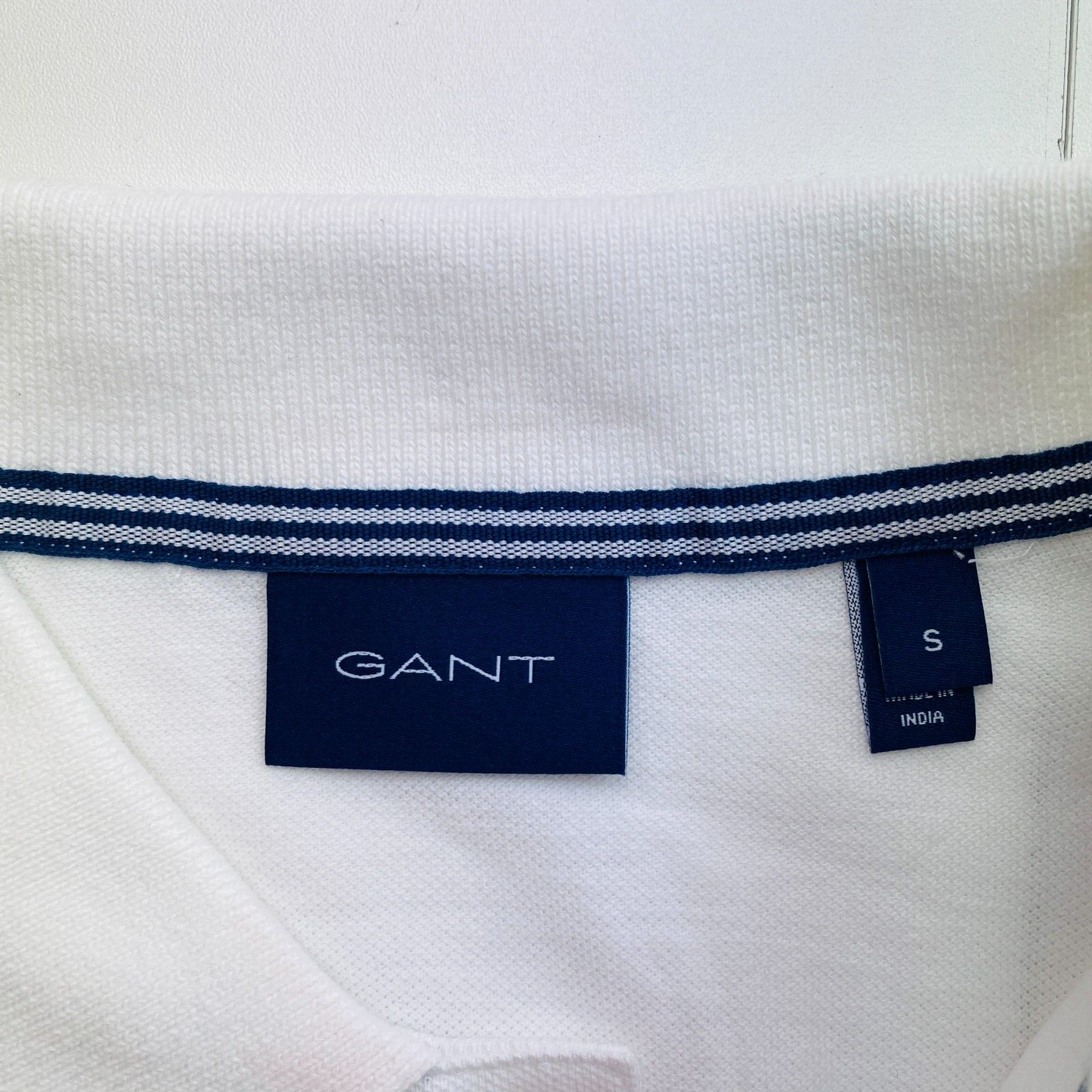 GANT Men White Pique Rugger Short Sleeves Polo Shirt Size S