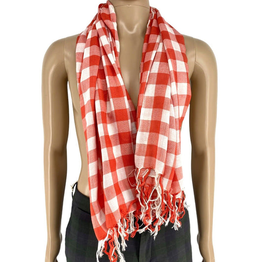 NUFTGOLD Red Plaid Scarf Shawl