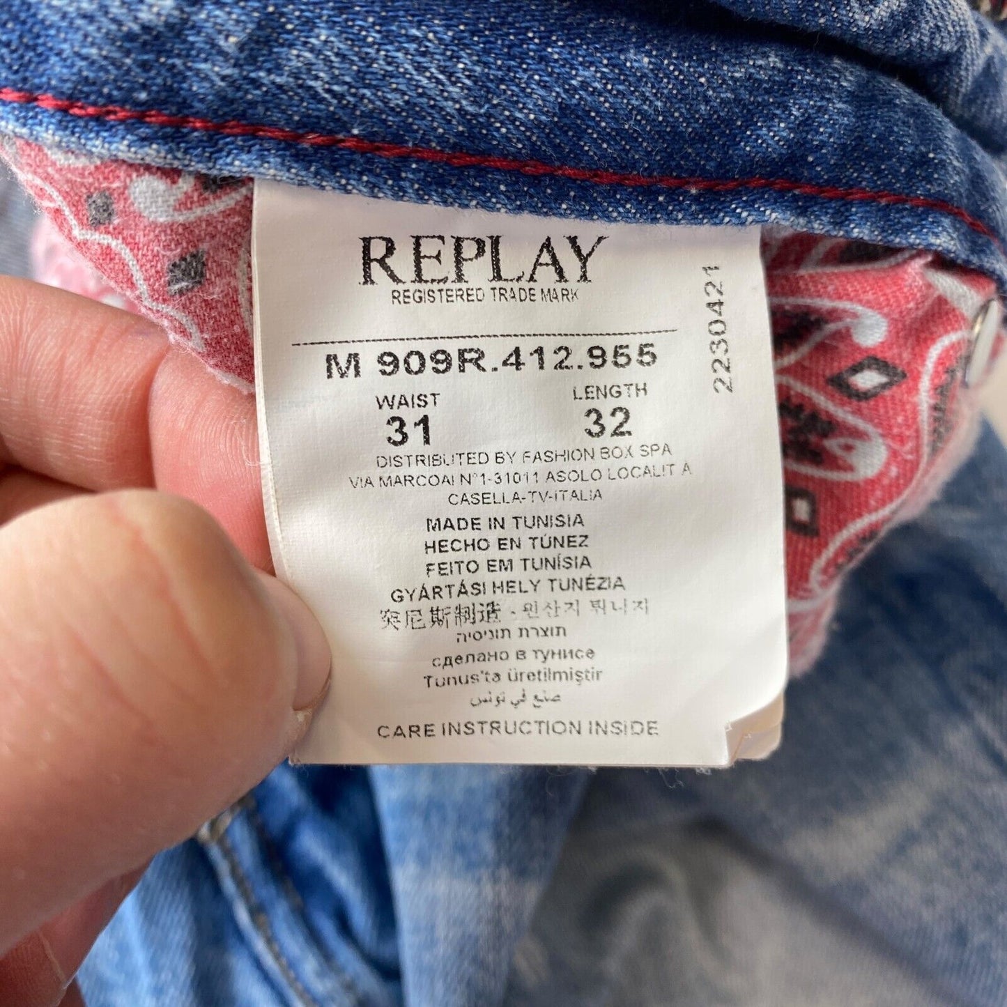 Replay JENNON Blue Regular Straight Fit Ripped Distressed Jeans W31 L32