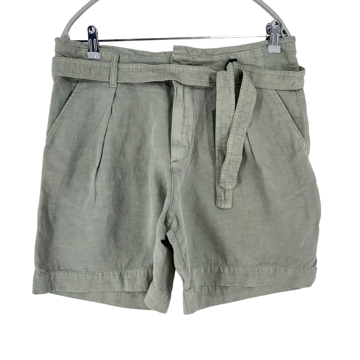 CAMEL ACTIVE Women Grey Relaxed Fit Linen Blend Shorts Size W28