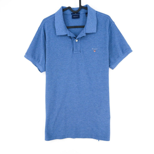 GANT T-Shirt mit Polokragen und schmalem Logo, Blau, Größe L