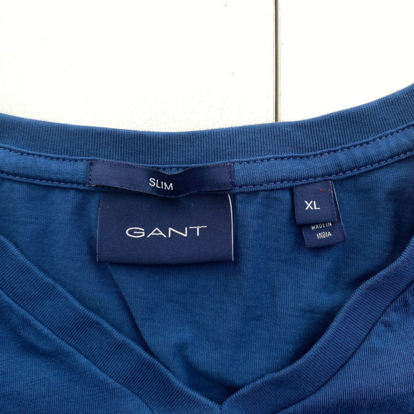 GANT Men Navy Blue Original Slim Fit V Neck Short Sleeves T Shirt Size XL