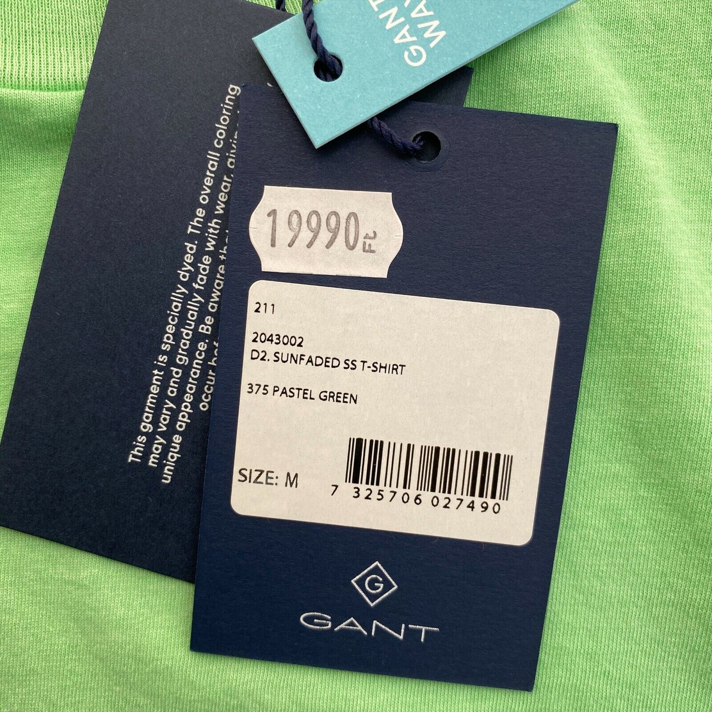 GANT T-shirt à col ras du cou délavé vert clair taille M