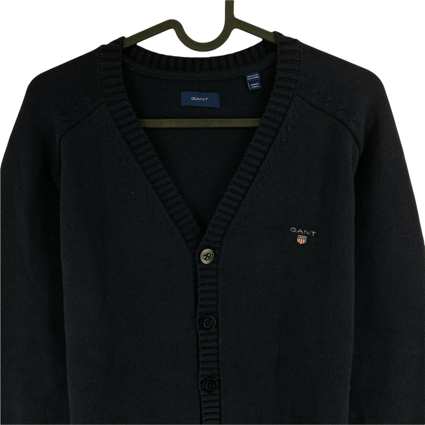 GANT Navy Blue V Neck Cotton Cardigan Sweater Size 13 - 14 Years 158/164 cm