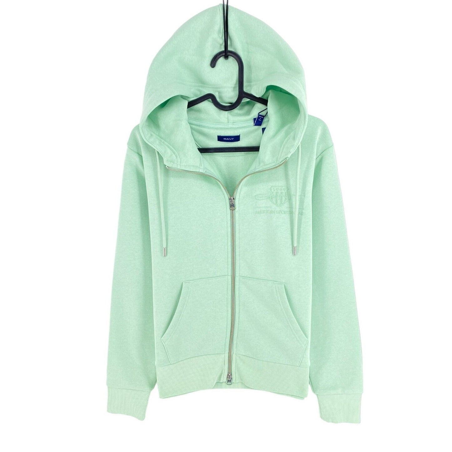 GANT Light Green Tonal Archive Shield Full Zip Hoodie Sweater Pullover Size XS