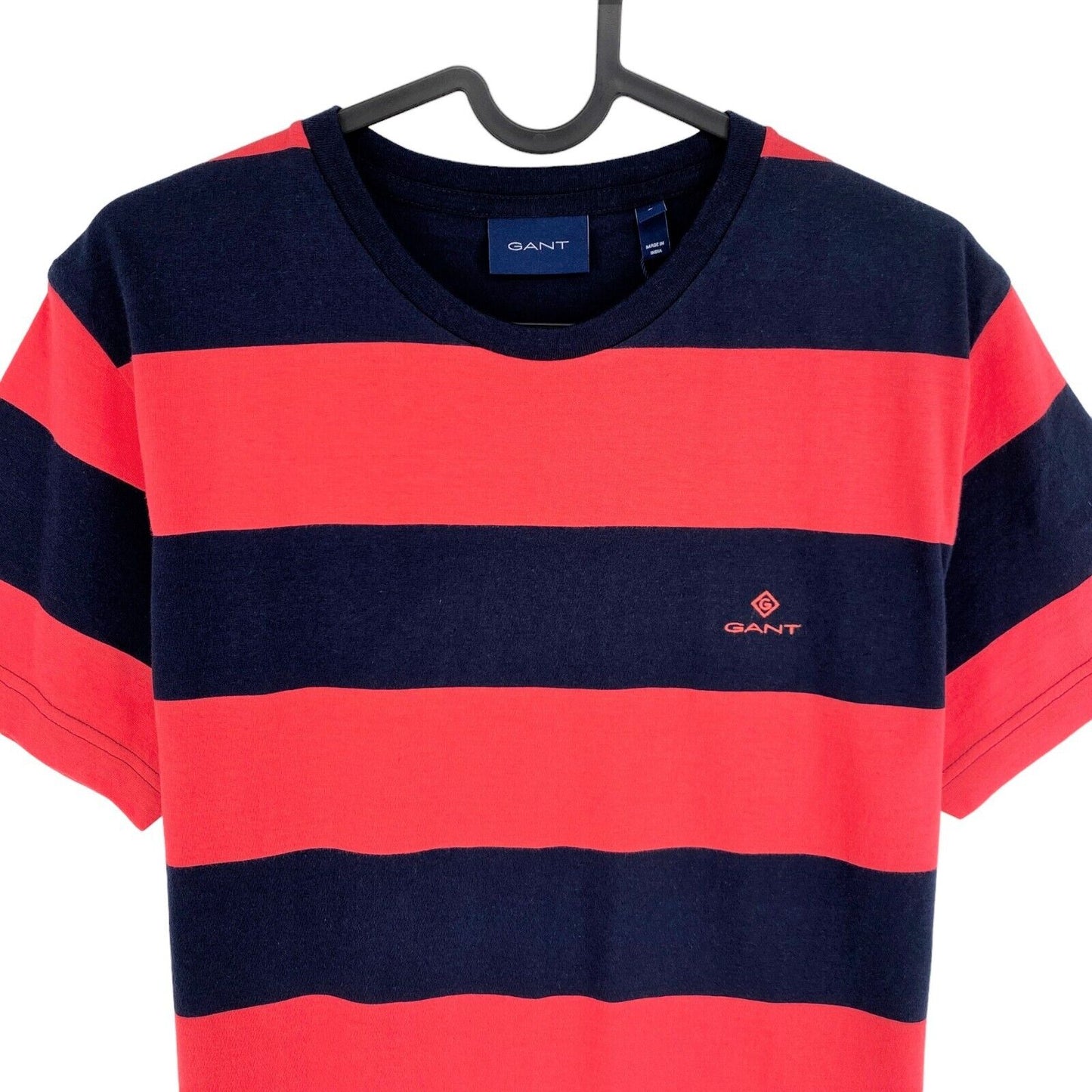 GANT Dark Pink Bar Stripe Crew Neck T-Shirt Size S