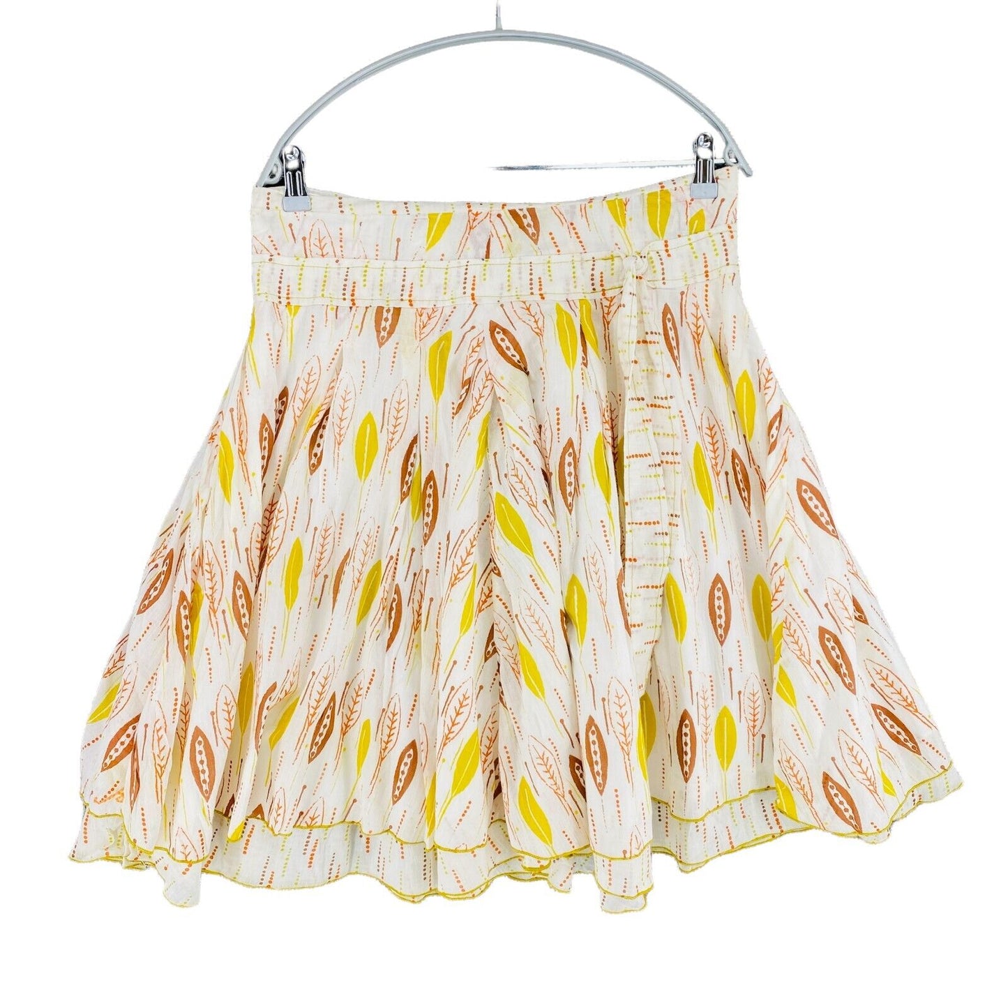 RRP €156 Komodo Floral White 100% Cotton Flare Skirt Size 2 / M 3 / L