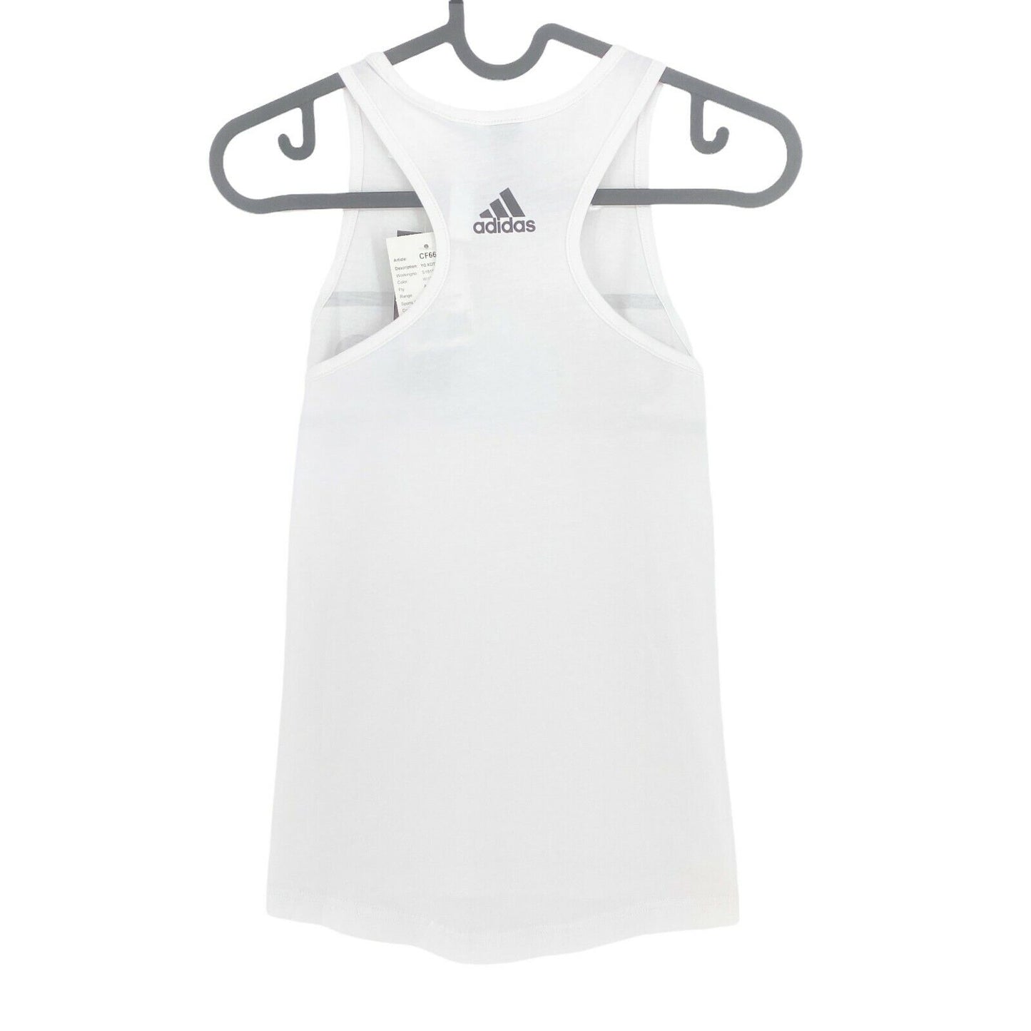 Adidas White Logo Crew Neck Tank Top Size 11 - 12 Years