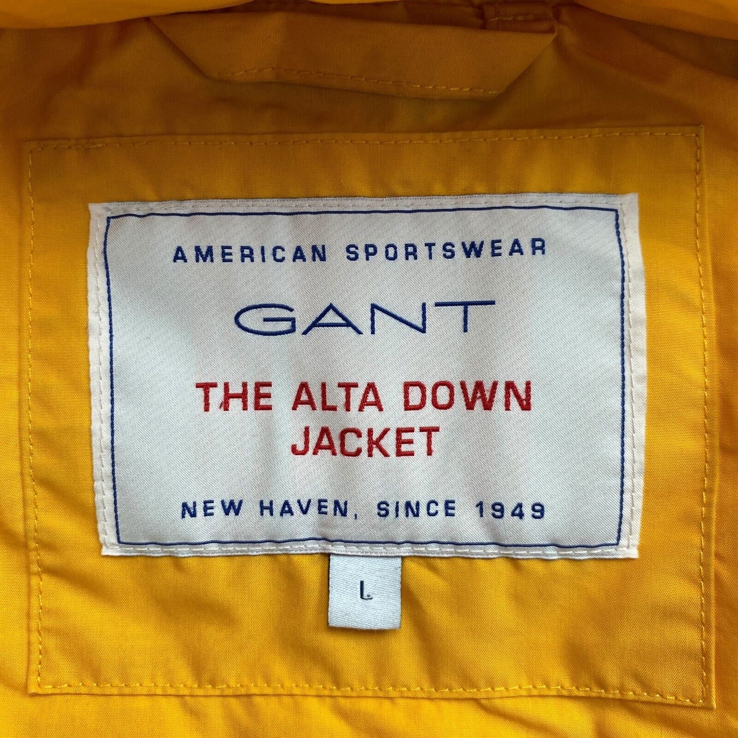 GANT Yellow The Alta Down Hooded Puffer Jacket Coat Size L