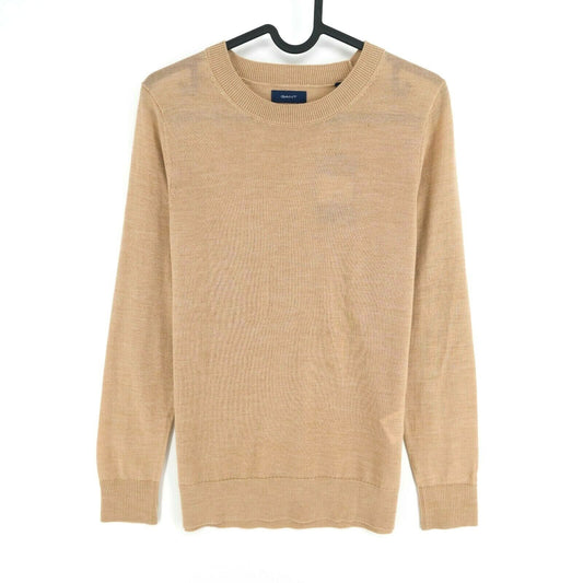 GANT Light Brown Crew Neck 100% Wool Size XS L