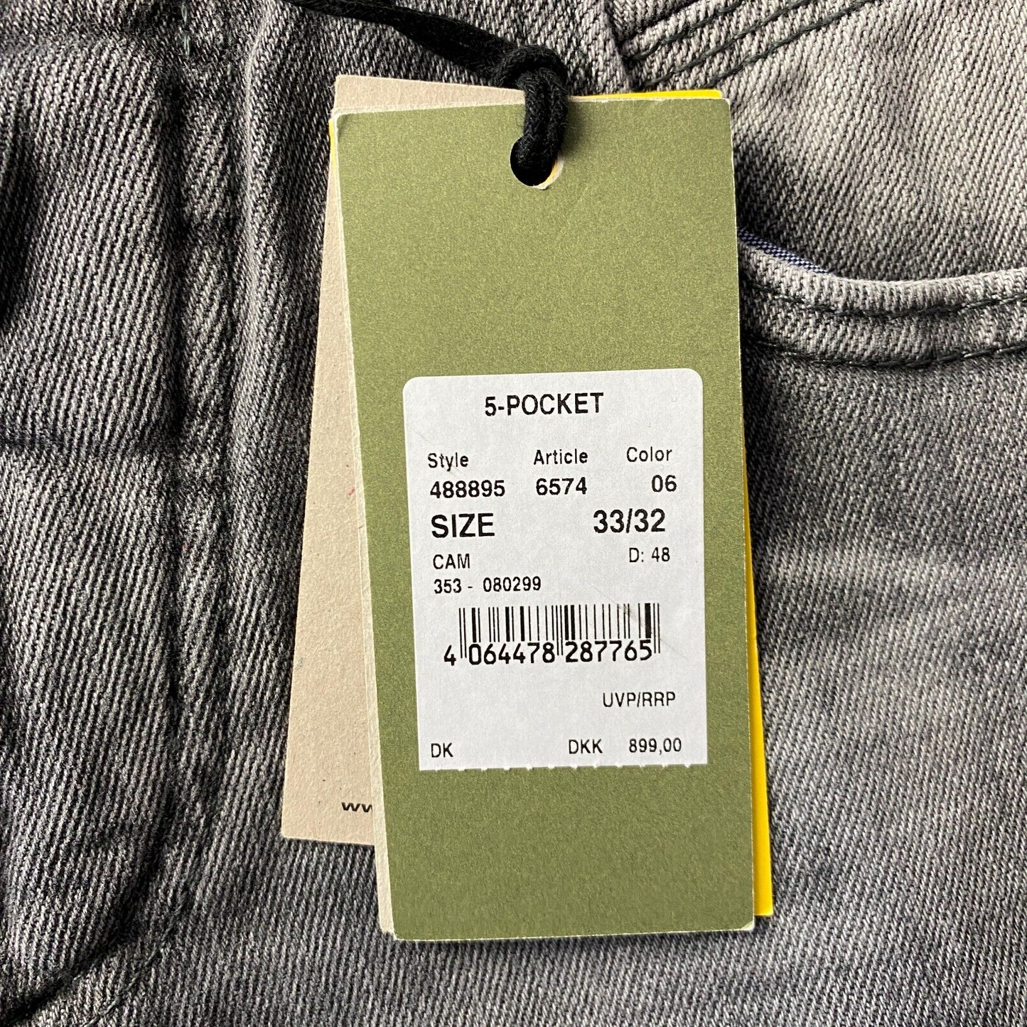 Camel Active Mens Grey Relaxed Straight Fit Jeans Size W33 L32