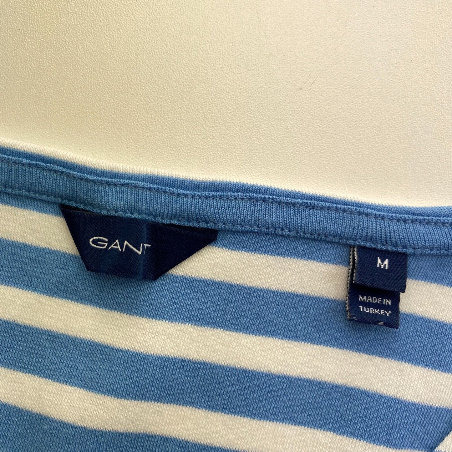 GANT T-Shirt mit Rundhalsausschnitt, blau, gestreift, Größe M