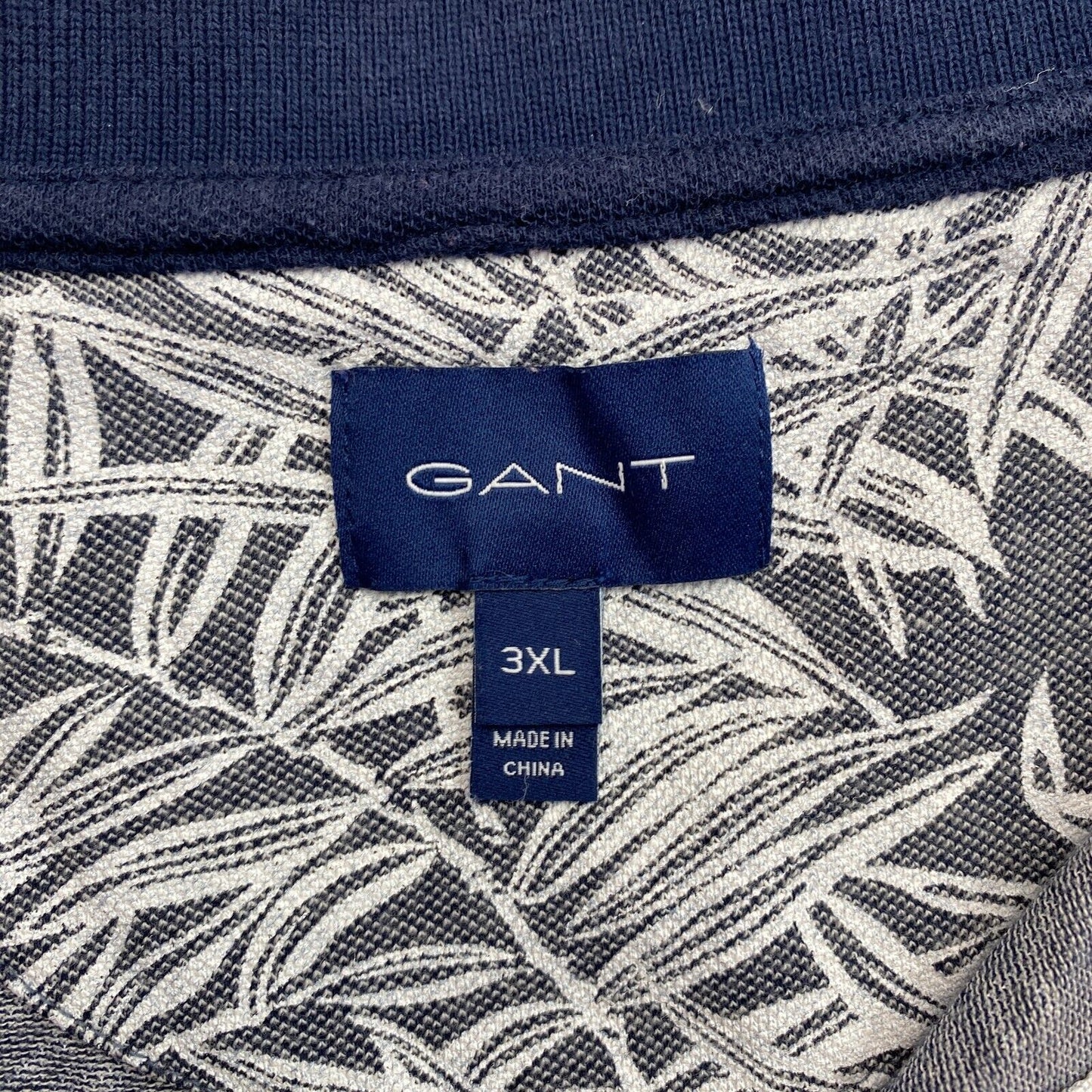 GANT Men Blue Palm Leaf Print Short Sleeves Polo Shirt Size 3XL XXXL