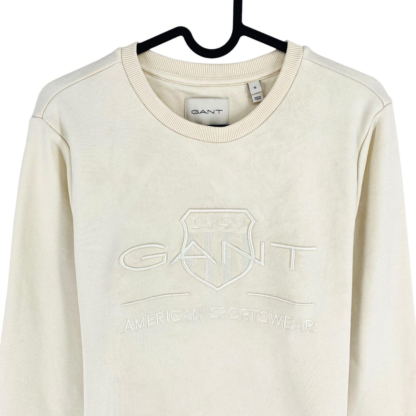 GANT Women Beige Tonal Archive Shield Crew Neck Sweater Jumper Size S