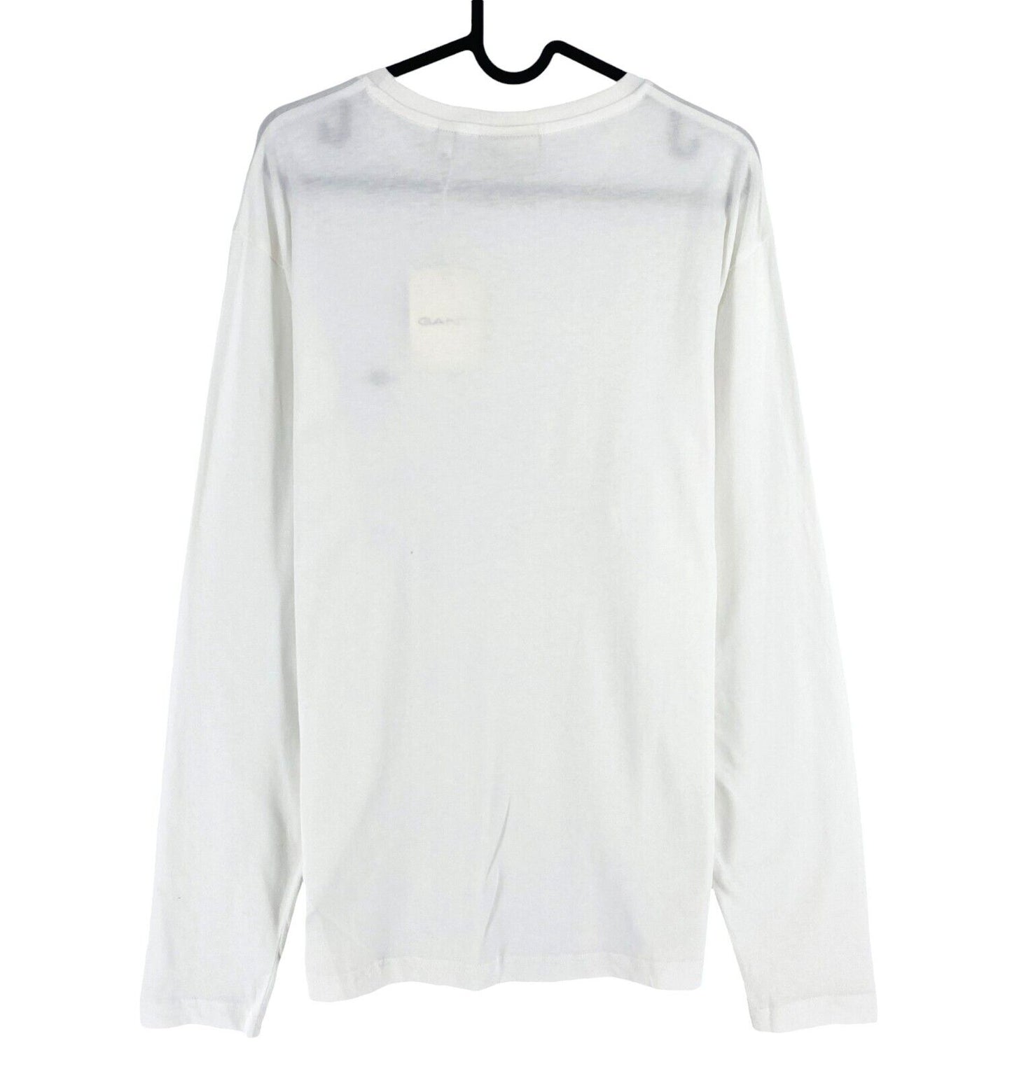 GANT Men White Reg Shield Crew Neck Long Sleeves T Shirt Size L