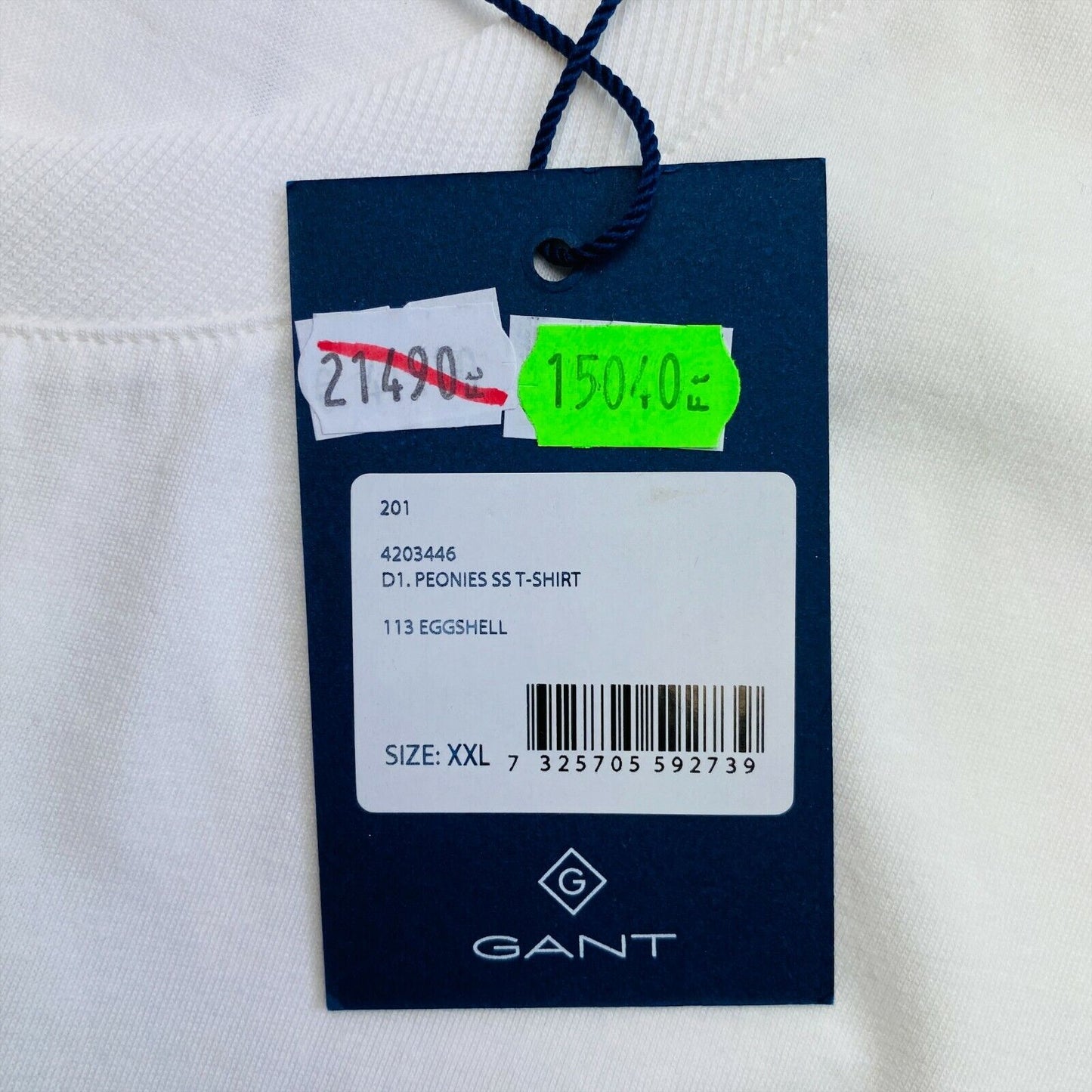 GANT White Peonies Crew Neck T Shirt Size L 2XL