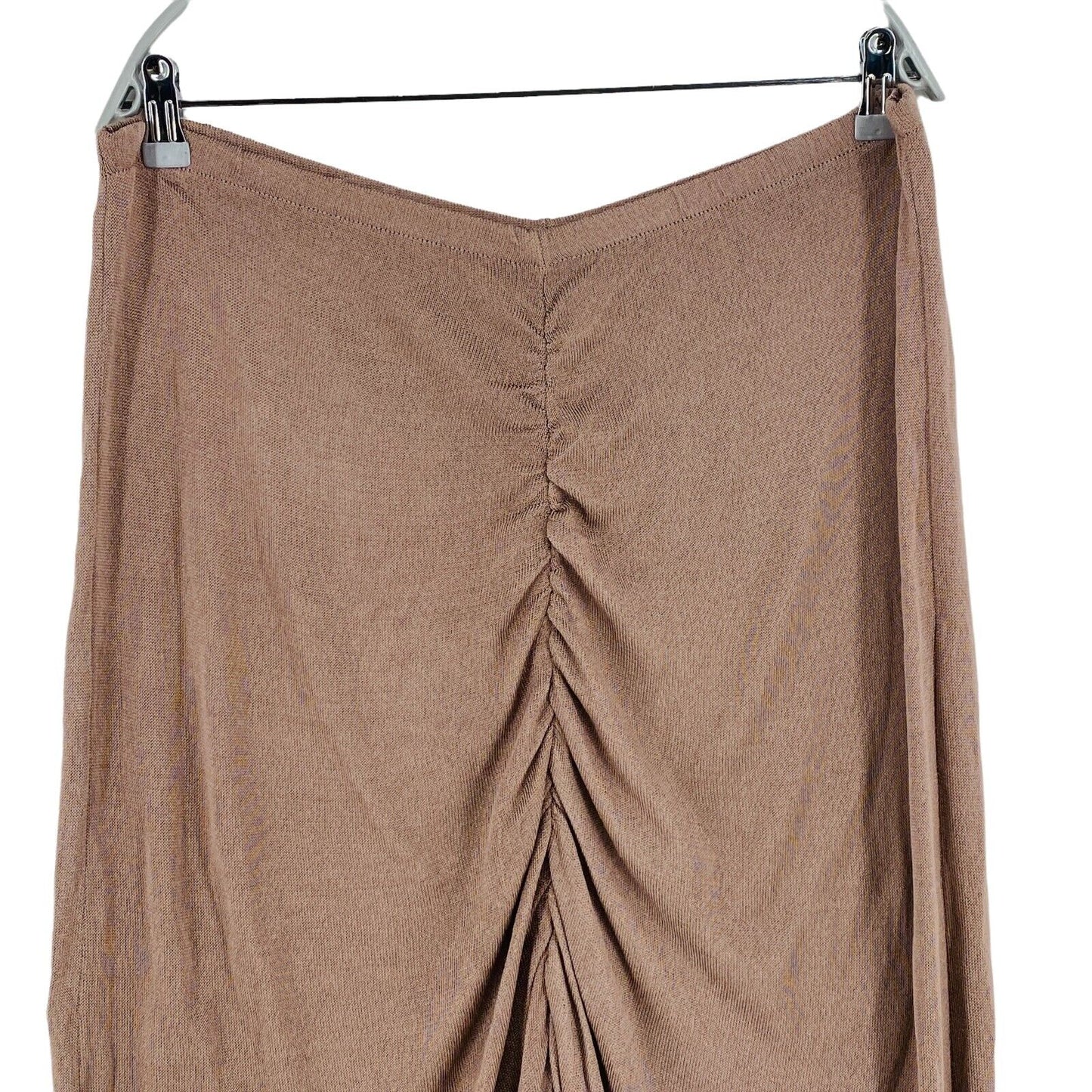 UNITED NATIONS COLORS Beige Midi-Tulpenrock aus Jersey-Strick, Größe L