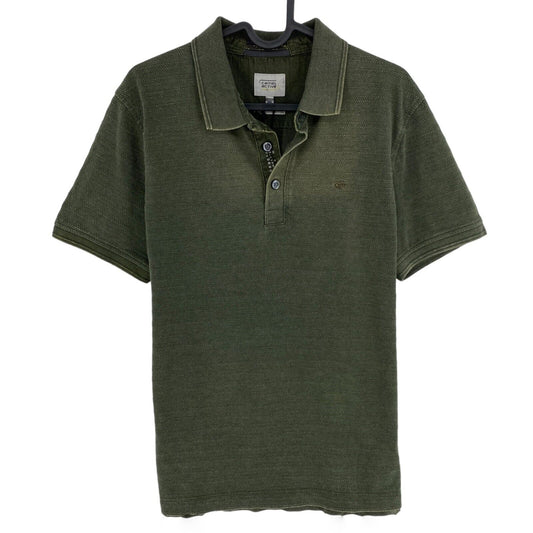 CAMEL ACTIVE Dark Green Raw Dyed Texture Pique Polo Shirt Size S