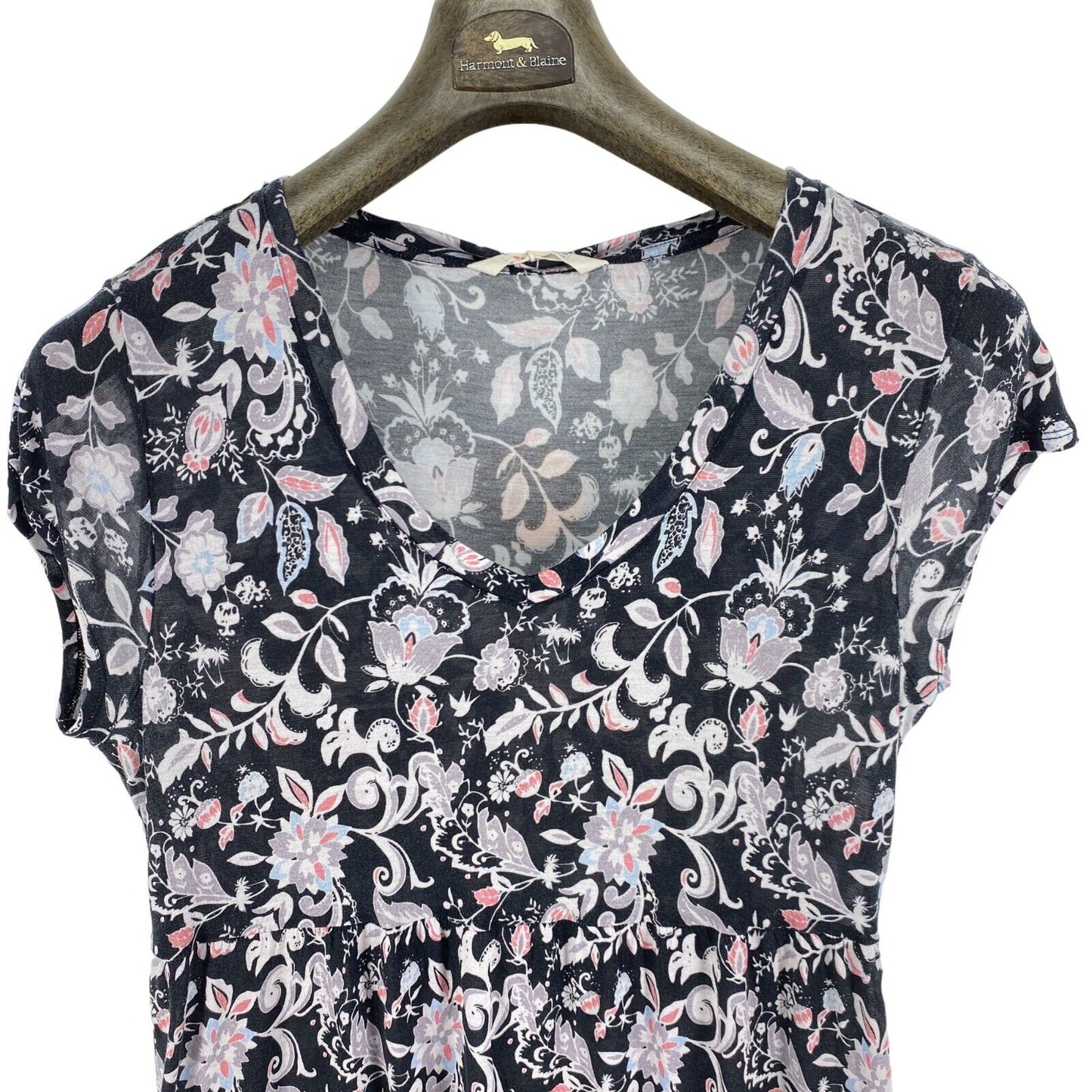 Odd Molly Black Floral Short Sleeves Dress Size 3 / L