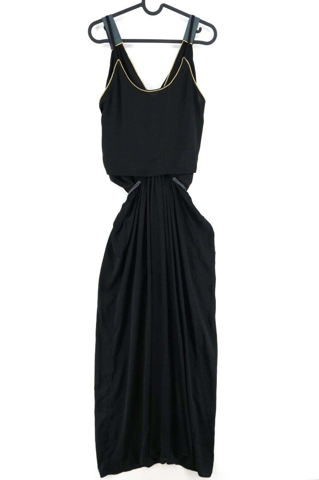 SILVIAN HEACH Black Sleeveless V Neck 100% Silk Pleated Dress Size XS S L