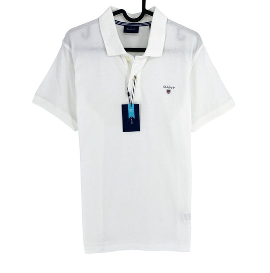 GANT Men White Pique Rugger Short Sleeves Polo Shirt Size S