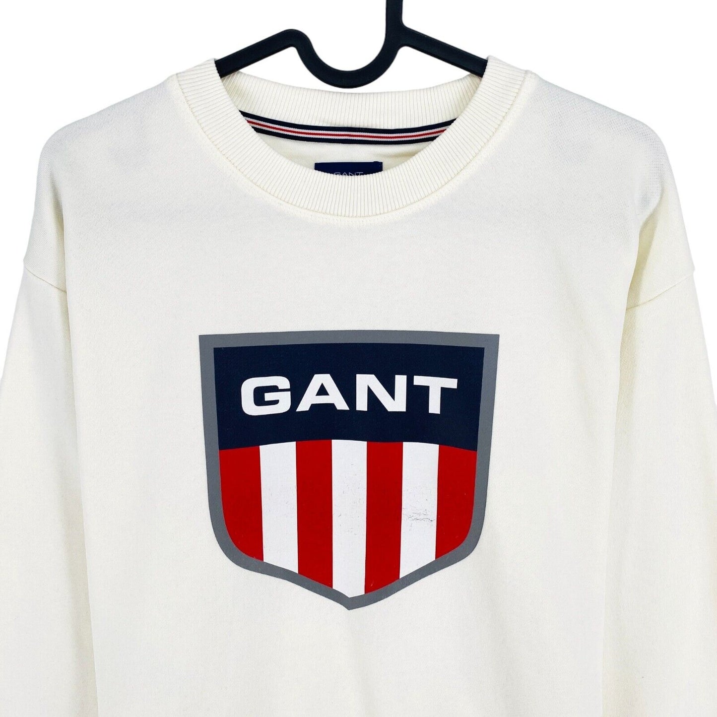 GANT White Retro Shield Crew Neck Sweater Jumper Size S