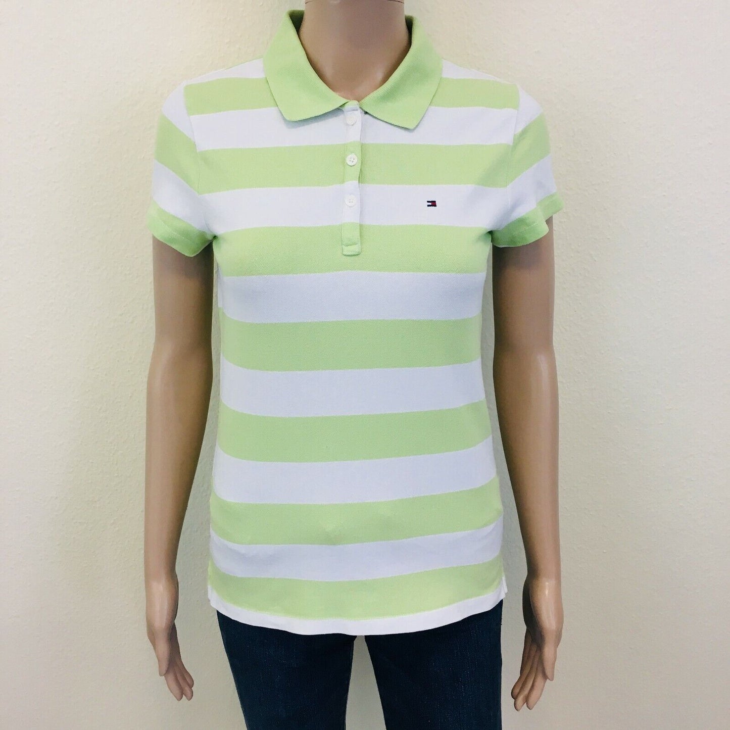 Tommy Hilfiger Green Slim Fit Polo Shirt Blouse Top Size S