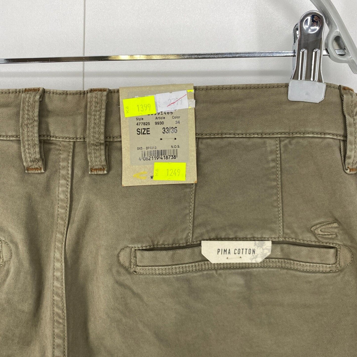 Camel Active MADISON Khaki Green Modern Slim Fit Chino Trousers W33 L36