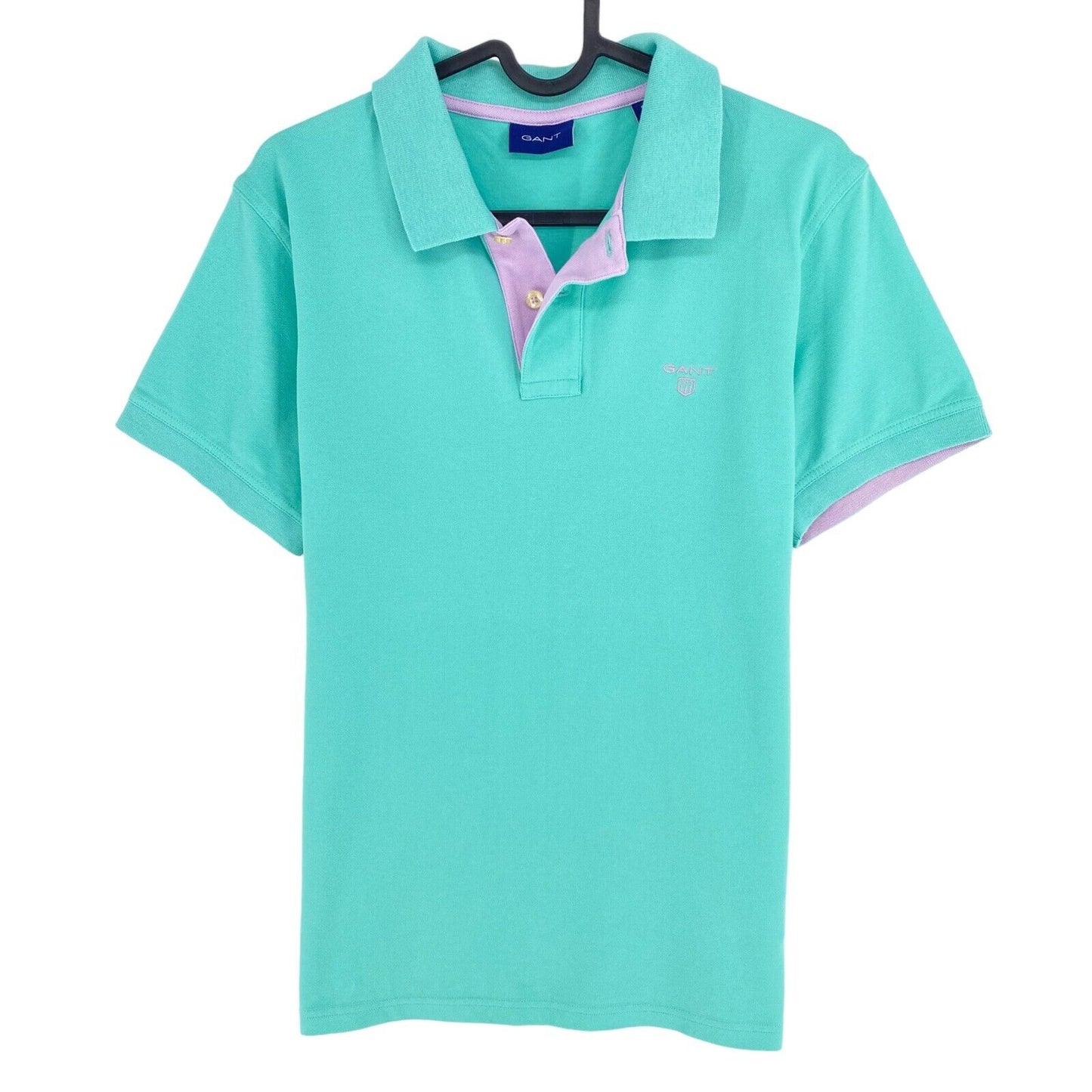 GANT Green Contrast Collar Pique Rugger Polo Shirt Size S