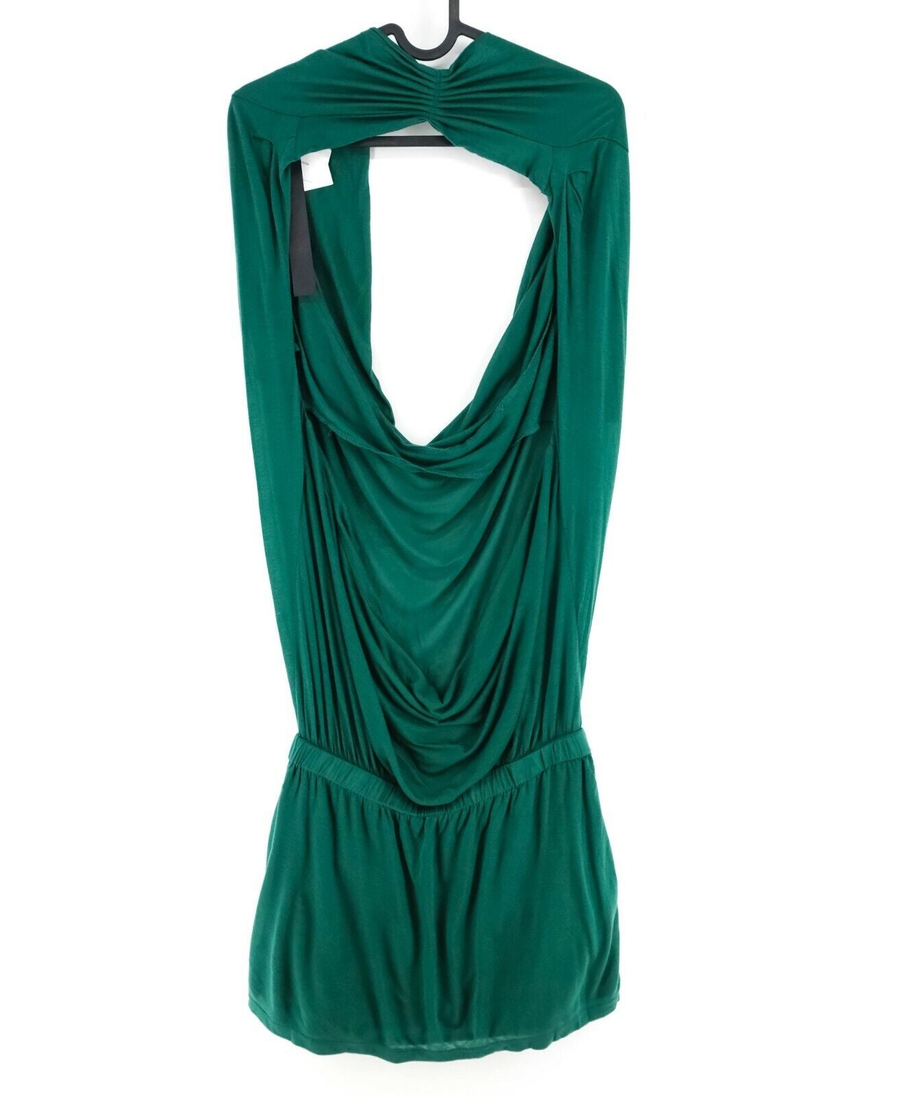 KAI-AAKMANN Green Scoop Neck Pleated Back Less Dress Size S