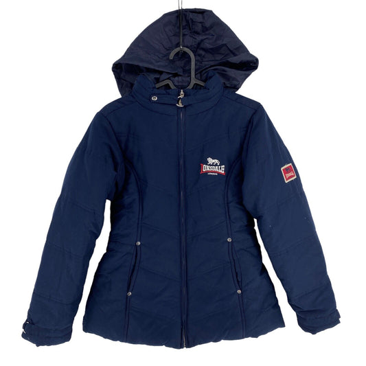 LONSDALE Navy Blue Hooded Puffer Jacket Coat Size 9-10 Years