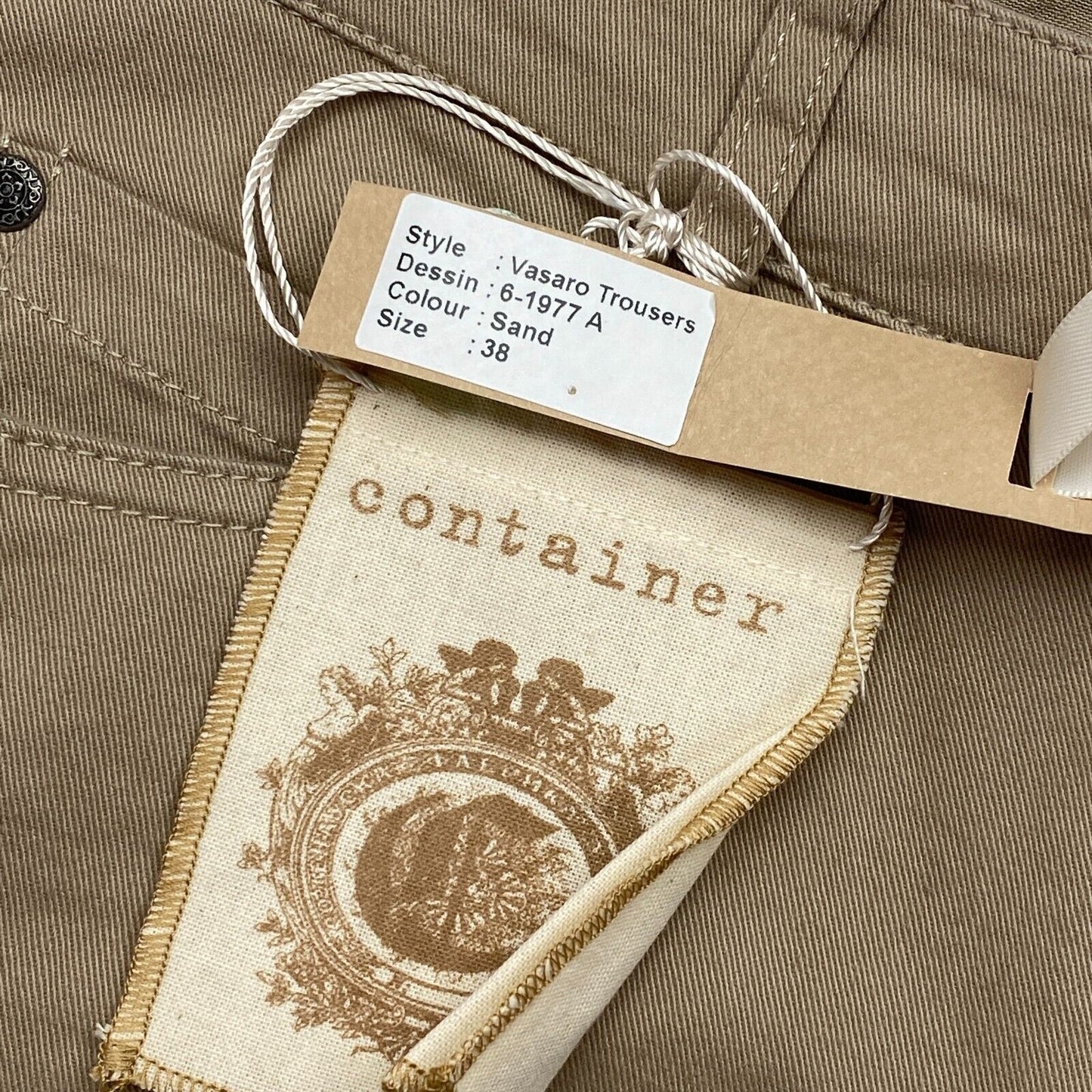 CONTAINER Vasaro Beige Cotton Blend Capri Trousers Pants Size EU 38 W30