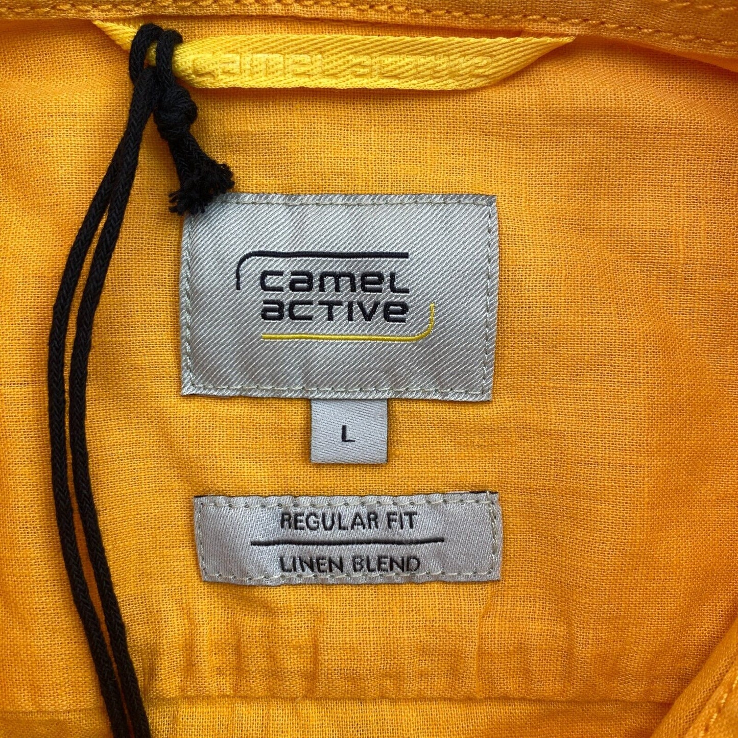 CAMEL ACTIVE Men Yellow Linen Blend Regular Fit Short Sleeve Shirt Size L