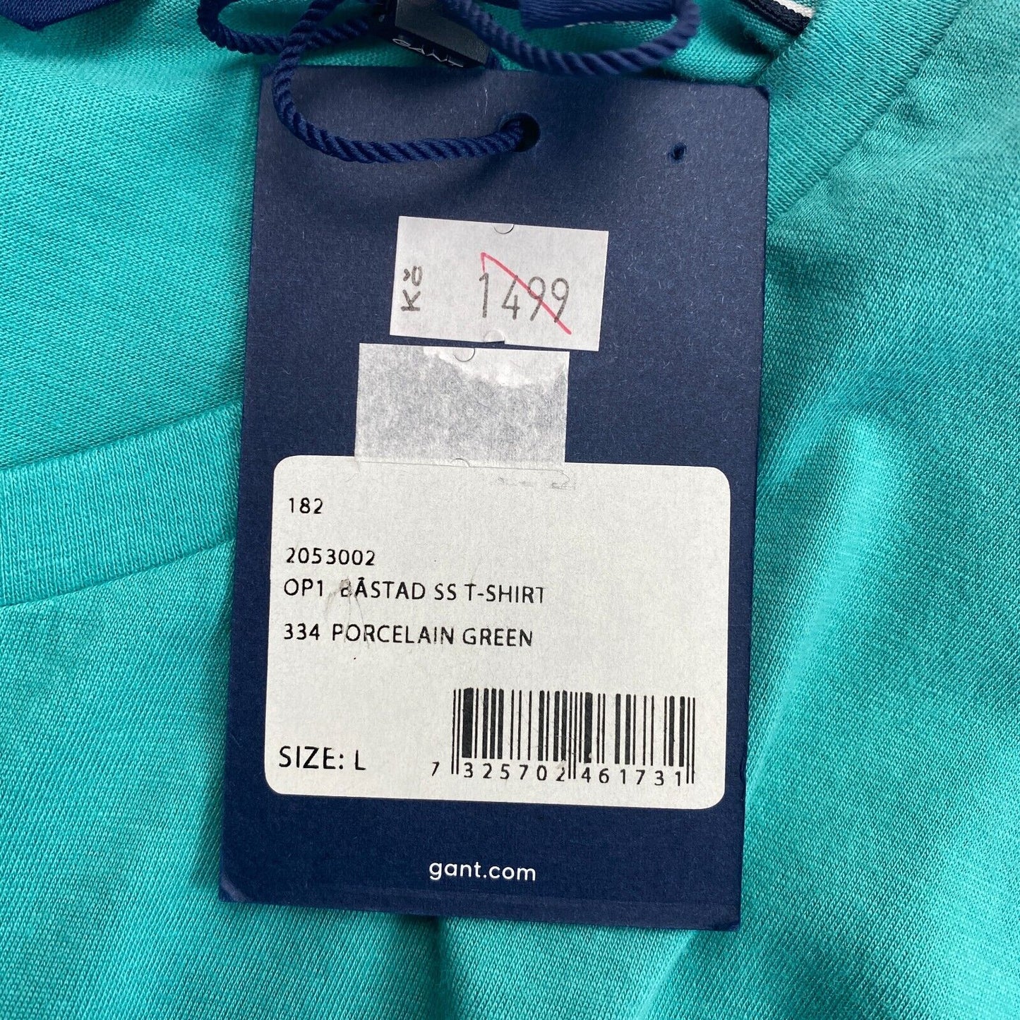 GANT x BASTAD Grünes T-Shirt mit Rundhalsausschnitt, Größe L