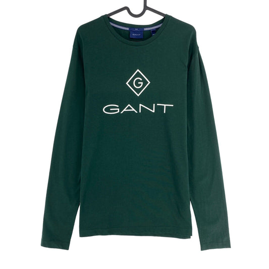 GANT Vert Foncé Lock Up Crew Neck Slim Fit Manches Longues T-shirt Taille S