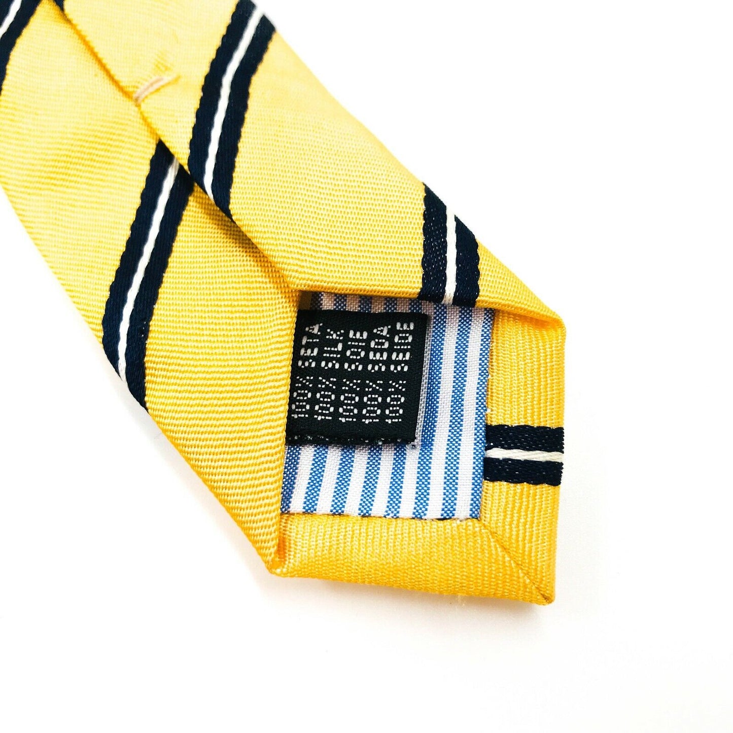 GANT Light Yellow Double Stripe 100% Silk Handsewn Tie Made In Italy