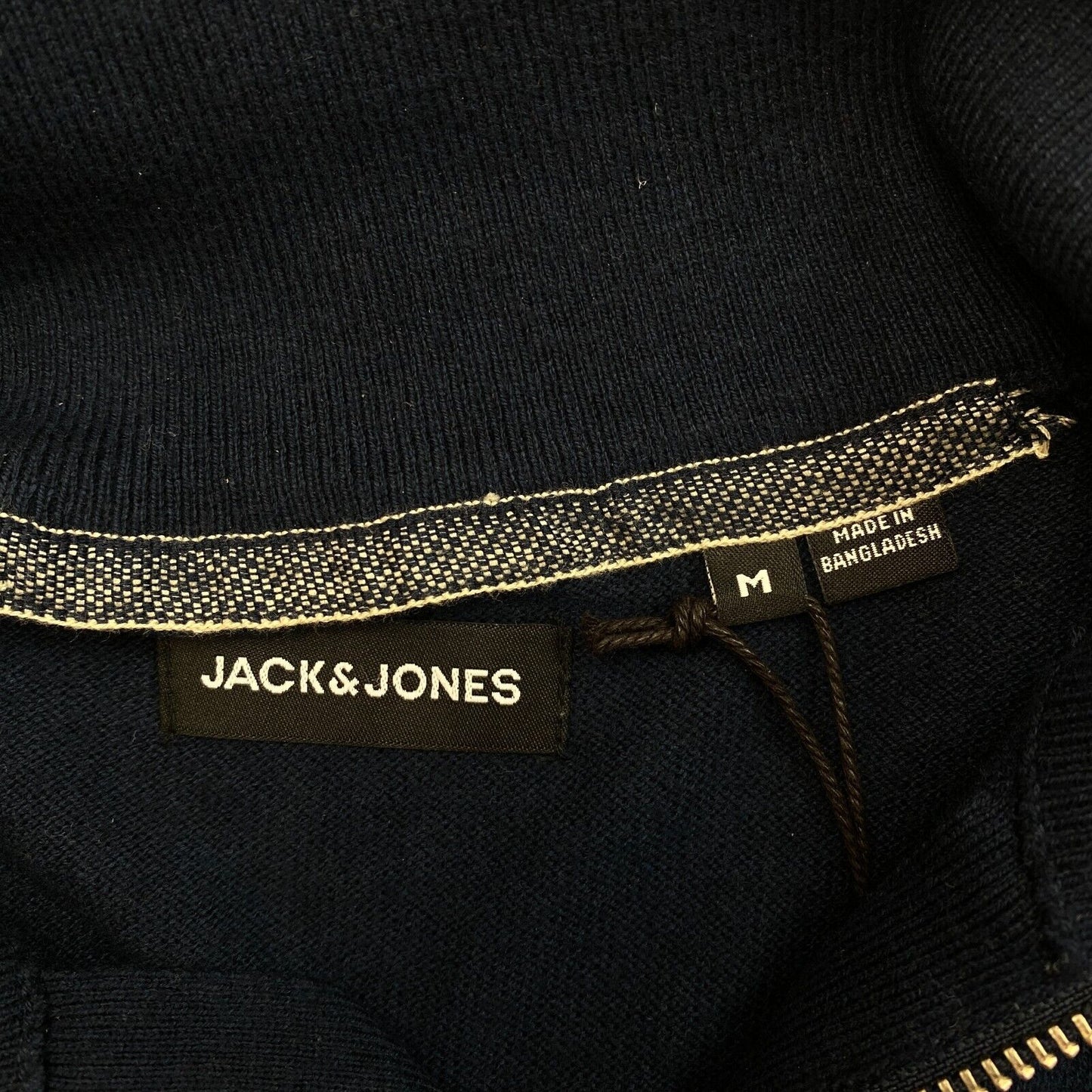 JACK&JONES Navy Blue Knit Half Zip Sweater Pullover Jumper Size M