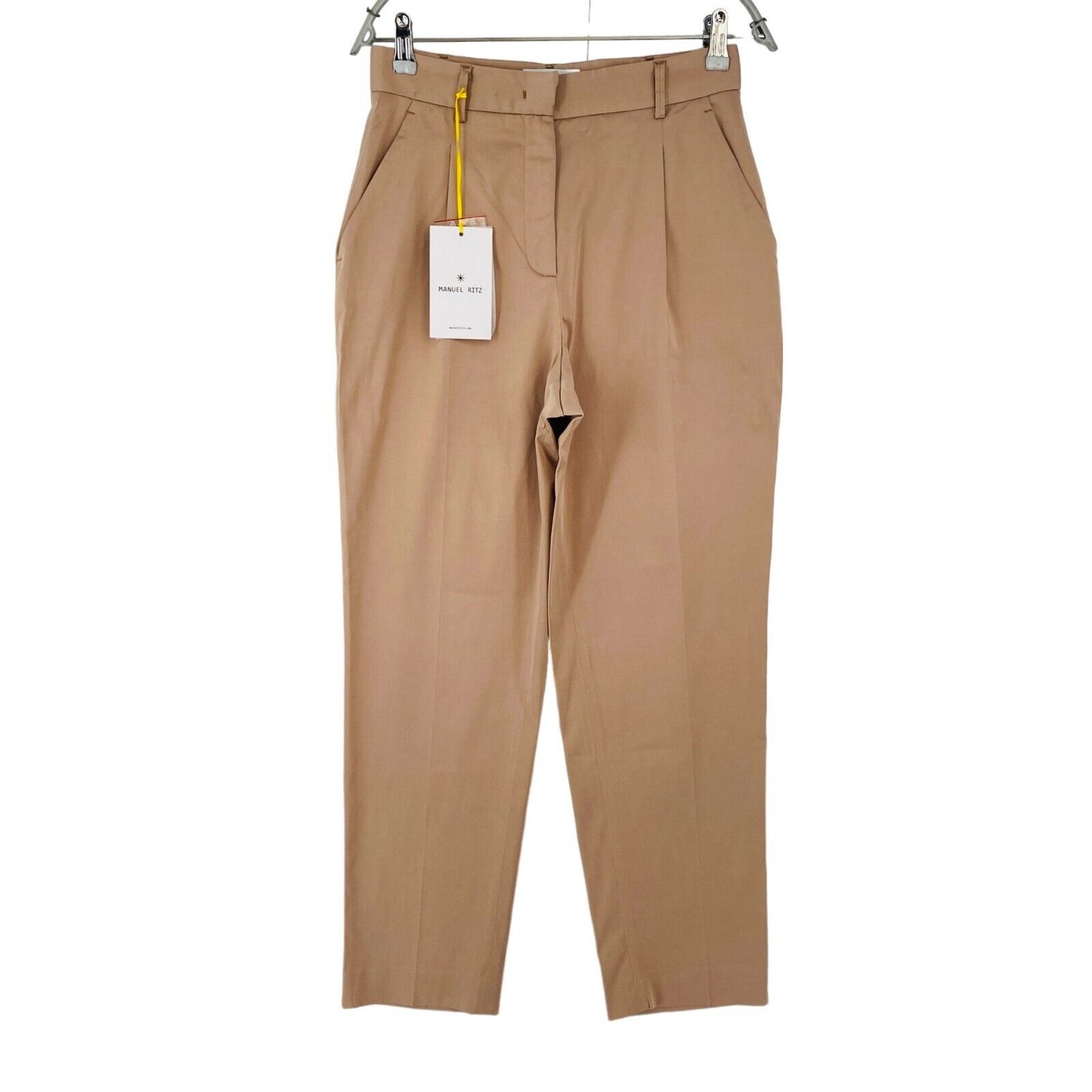 Manuel Ritz Women Brown Stretch Regular Straight Fit Dress Trousers IT 42 W28