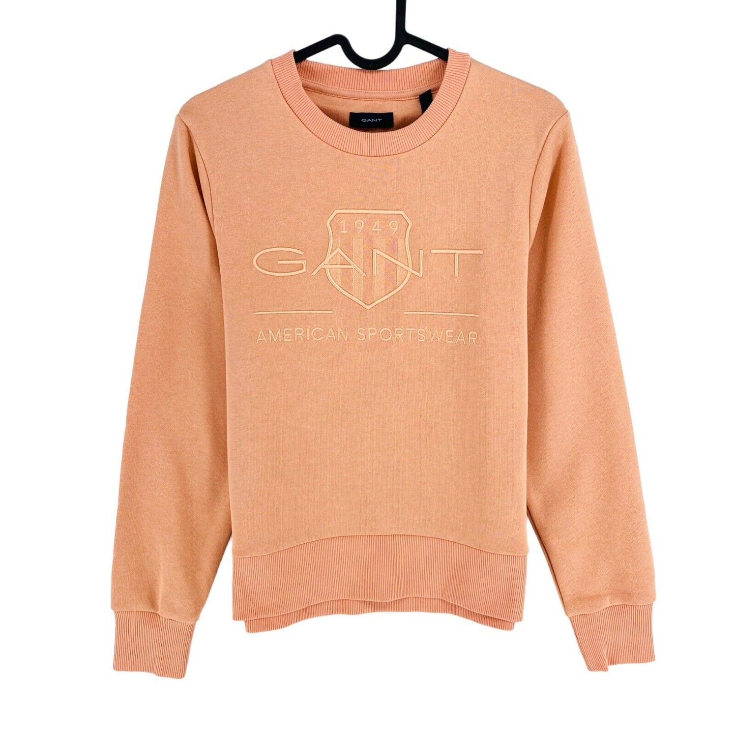 GANT Pinkish Orange Tonal Archive Shield Crew Neck Sweater Jumper Size XS