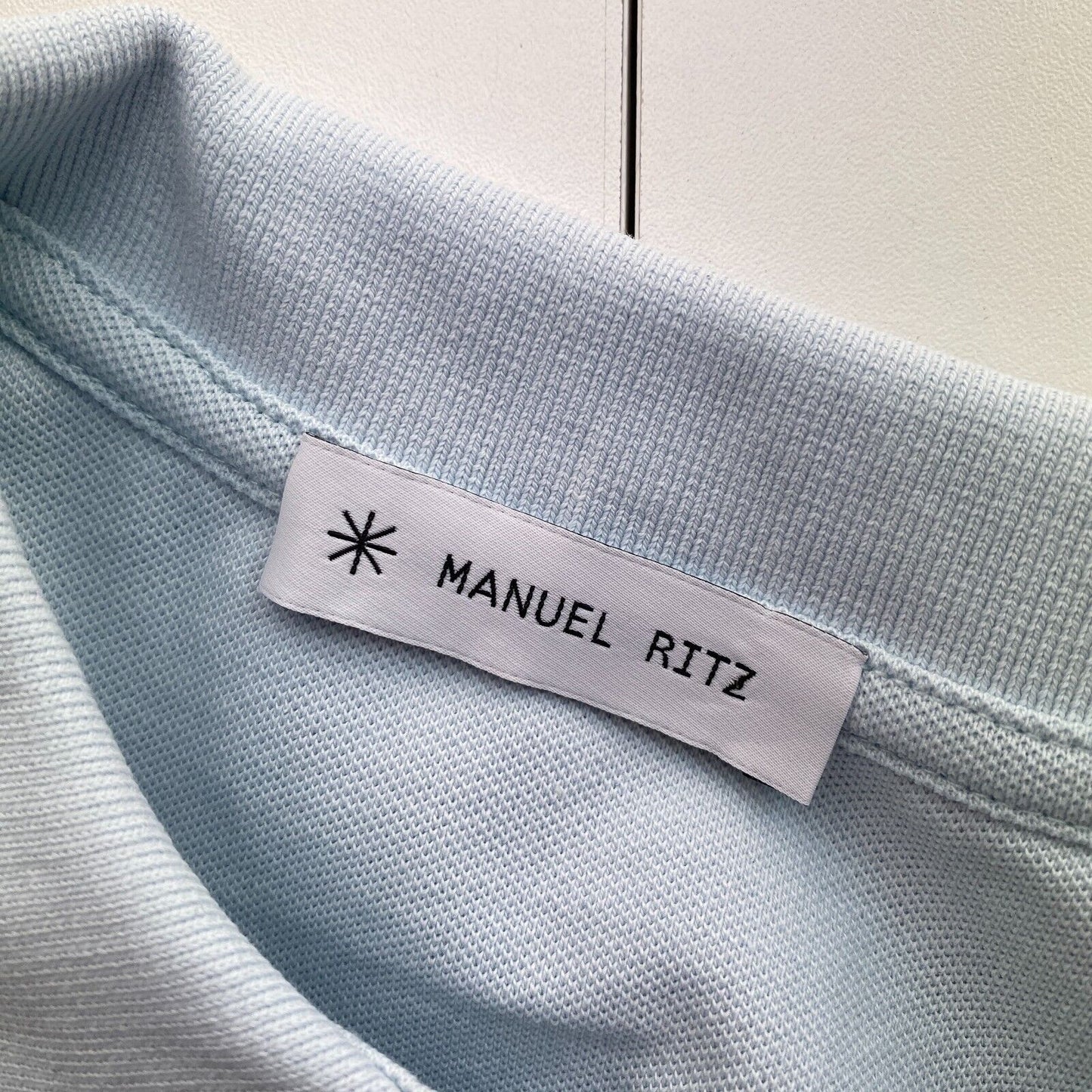 Manuel Ritz Men Light Blue Pique Short Sleeves Polo Shirt Size S