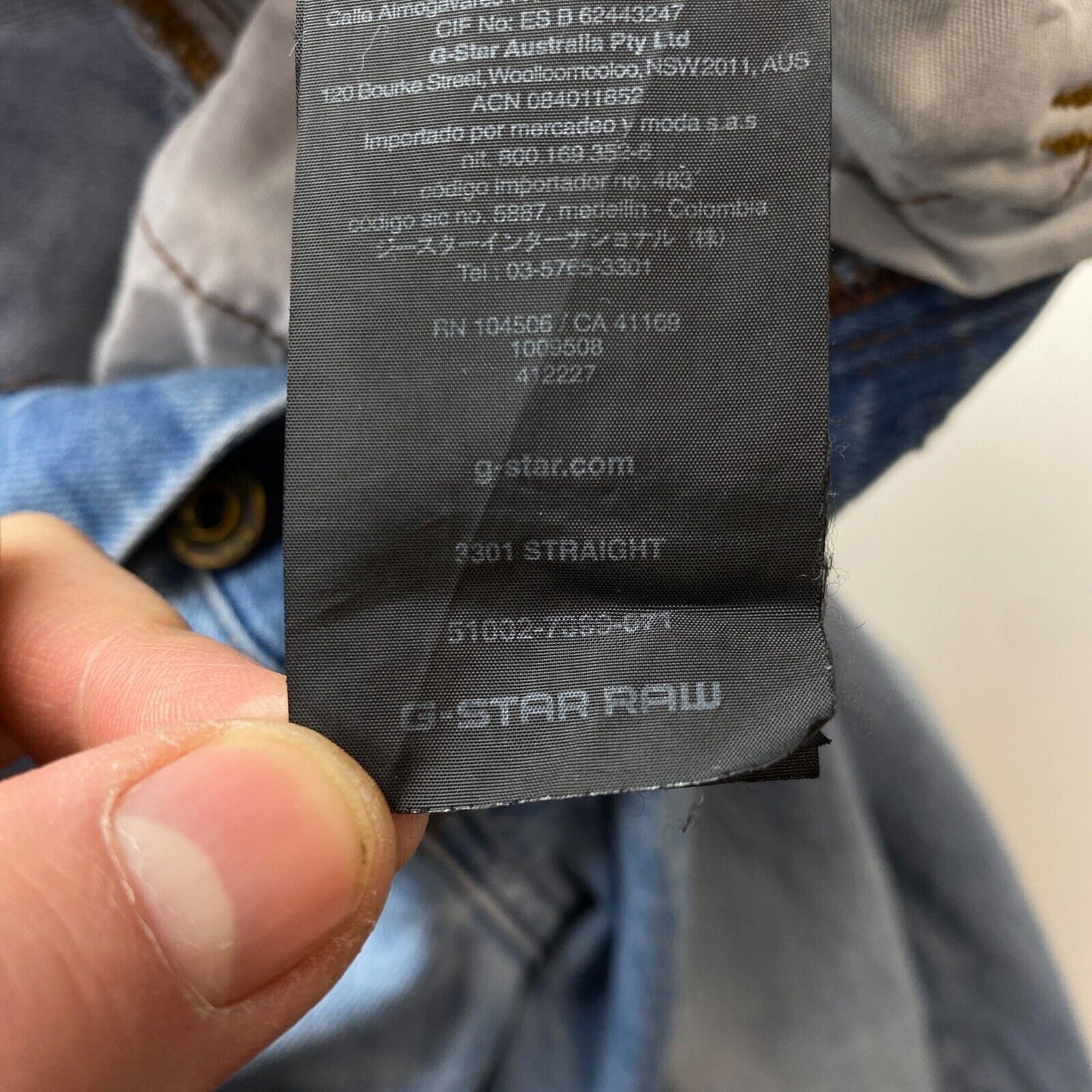 G-STAR 3301 Blaue Jeans mit normaler gerader Passform, W30 L32