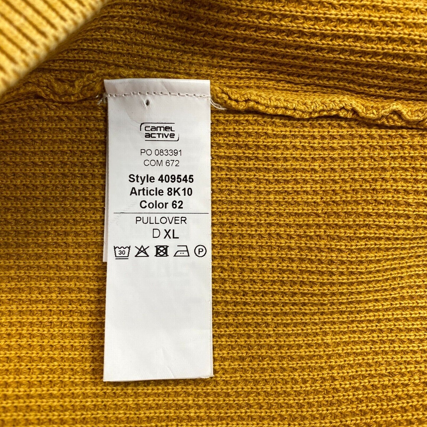 Camel Active Men Yellow Crew Neck Sweater Jumper Size XL