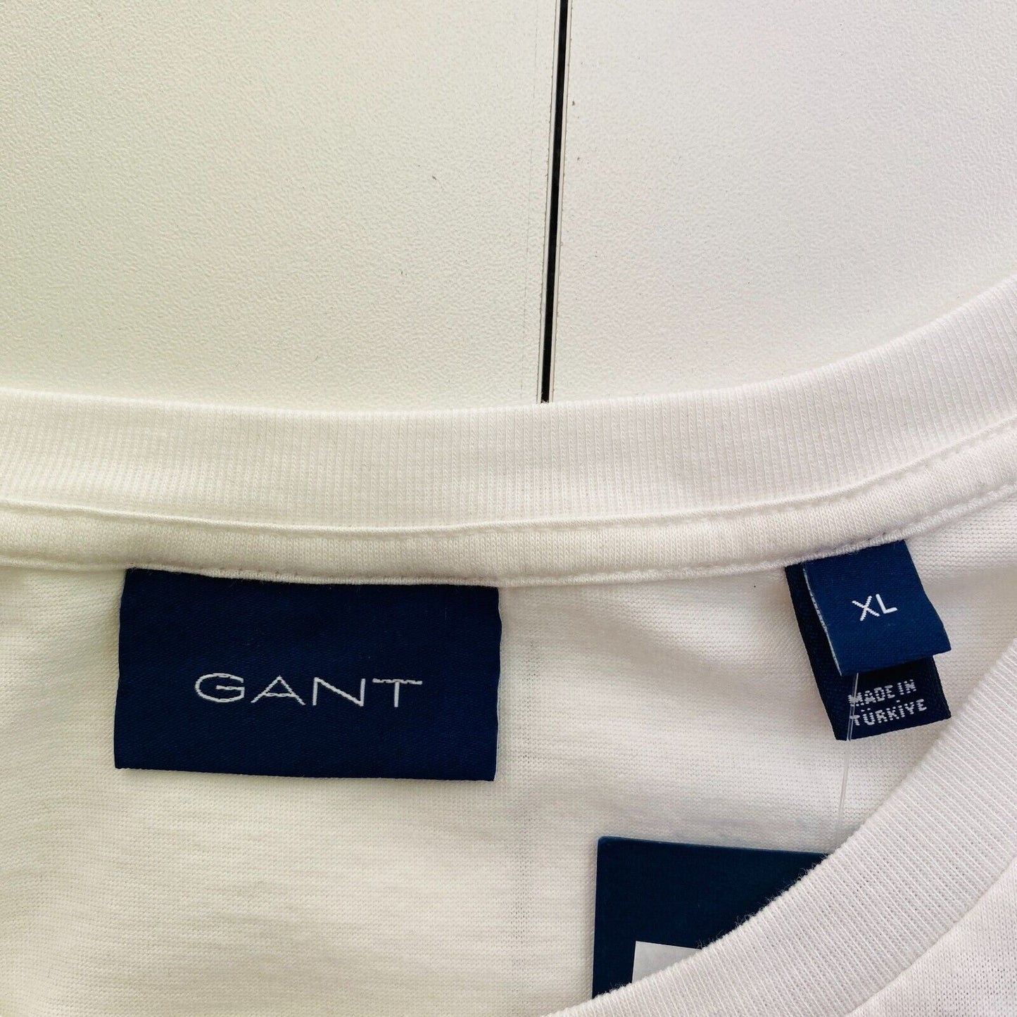 GANT Men White Mercerized Slim Fit Crew Neck Short Sleeve T Shirt Size XL