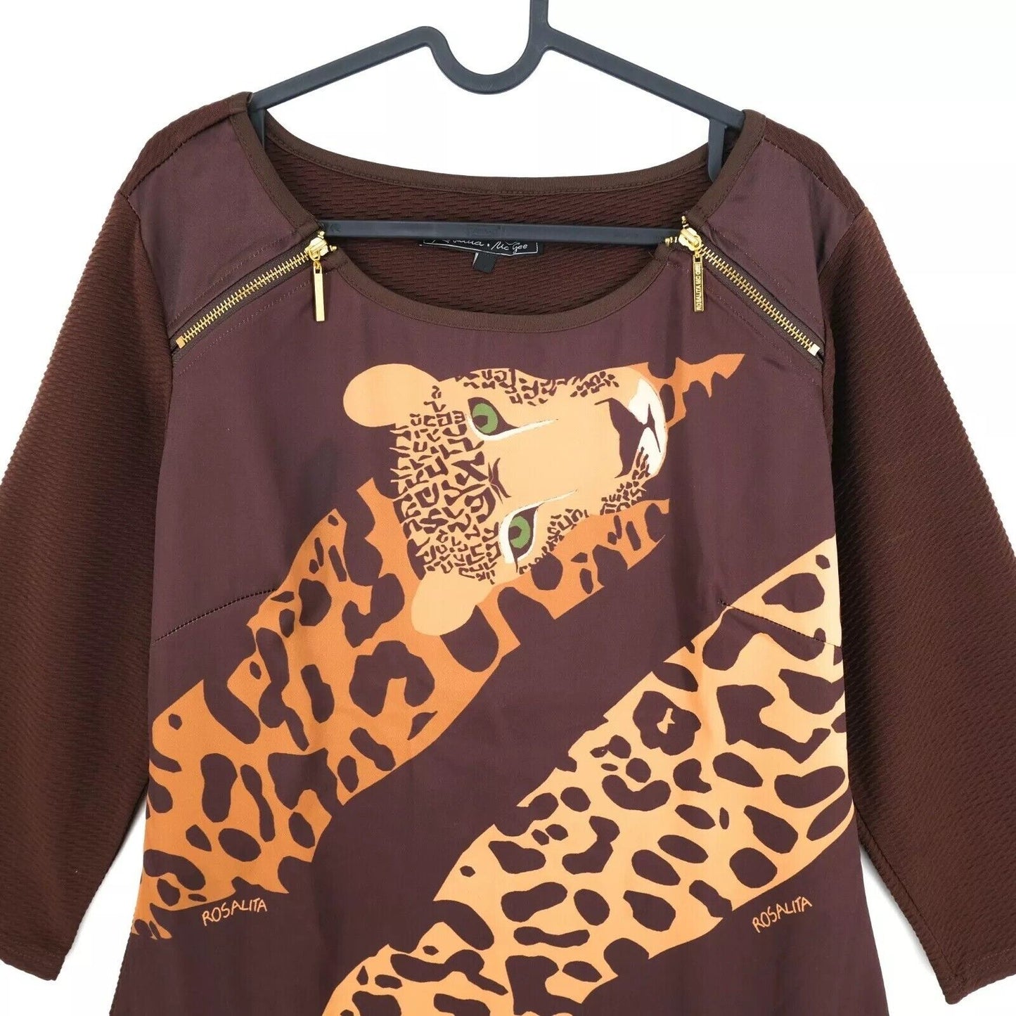 Rosalita McGee Brown Animal Print Dress Size XL