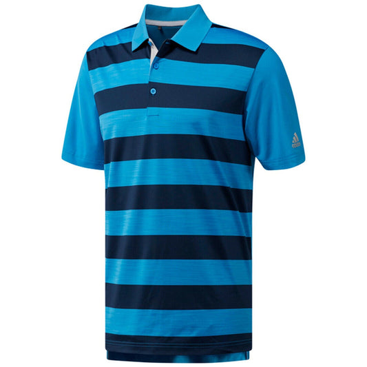 Adidas Golf UPF50 Blue Striped Regular Fit Polo Shirt Top Size M