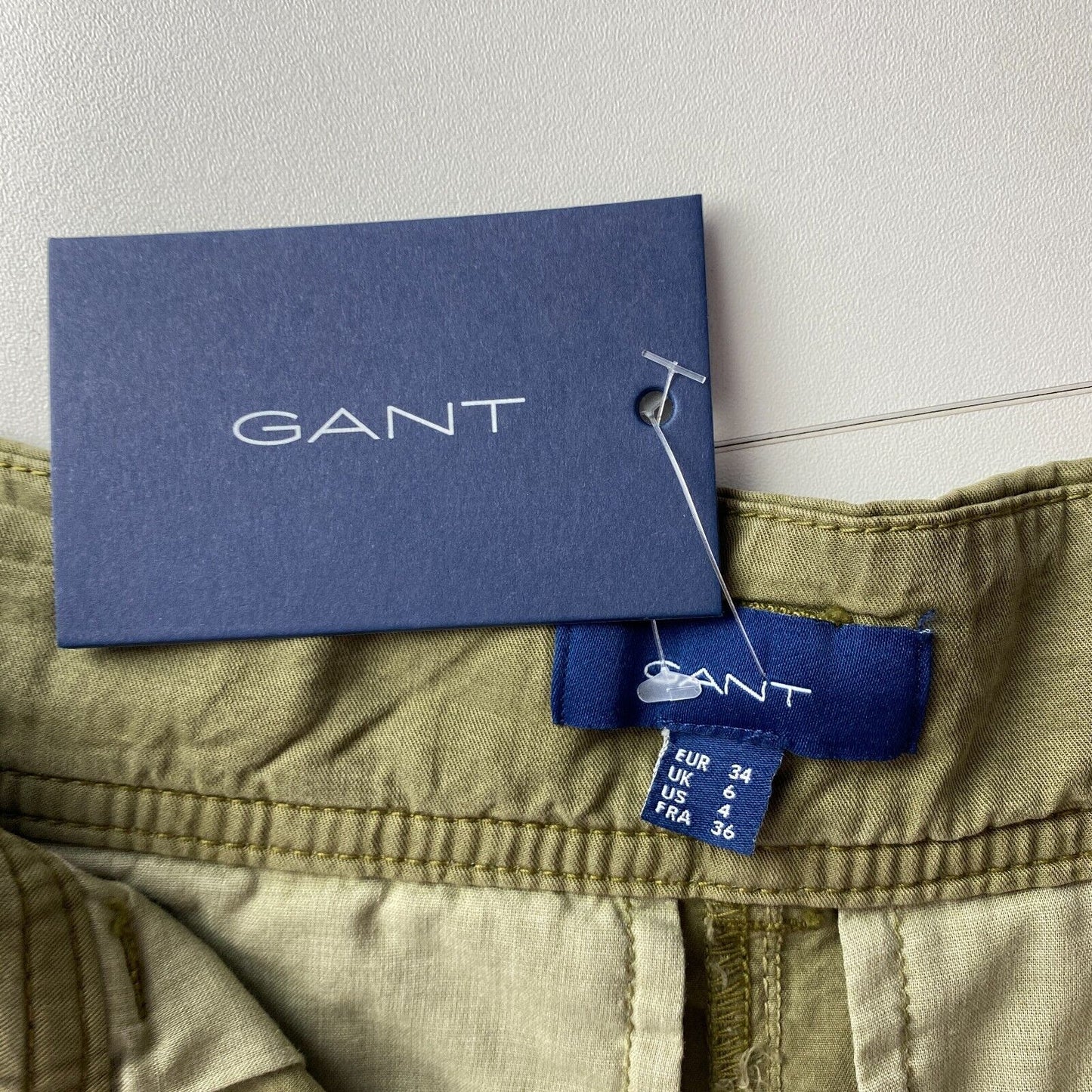 GANT Women Khaki Green Relaxed Fit Belted Shorts Size EUR 34 UK 6 US 4