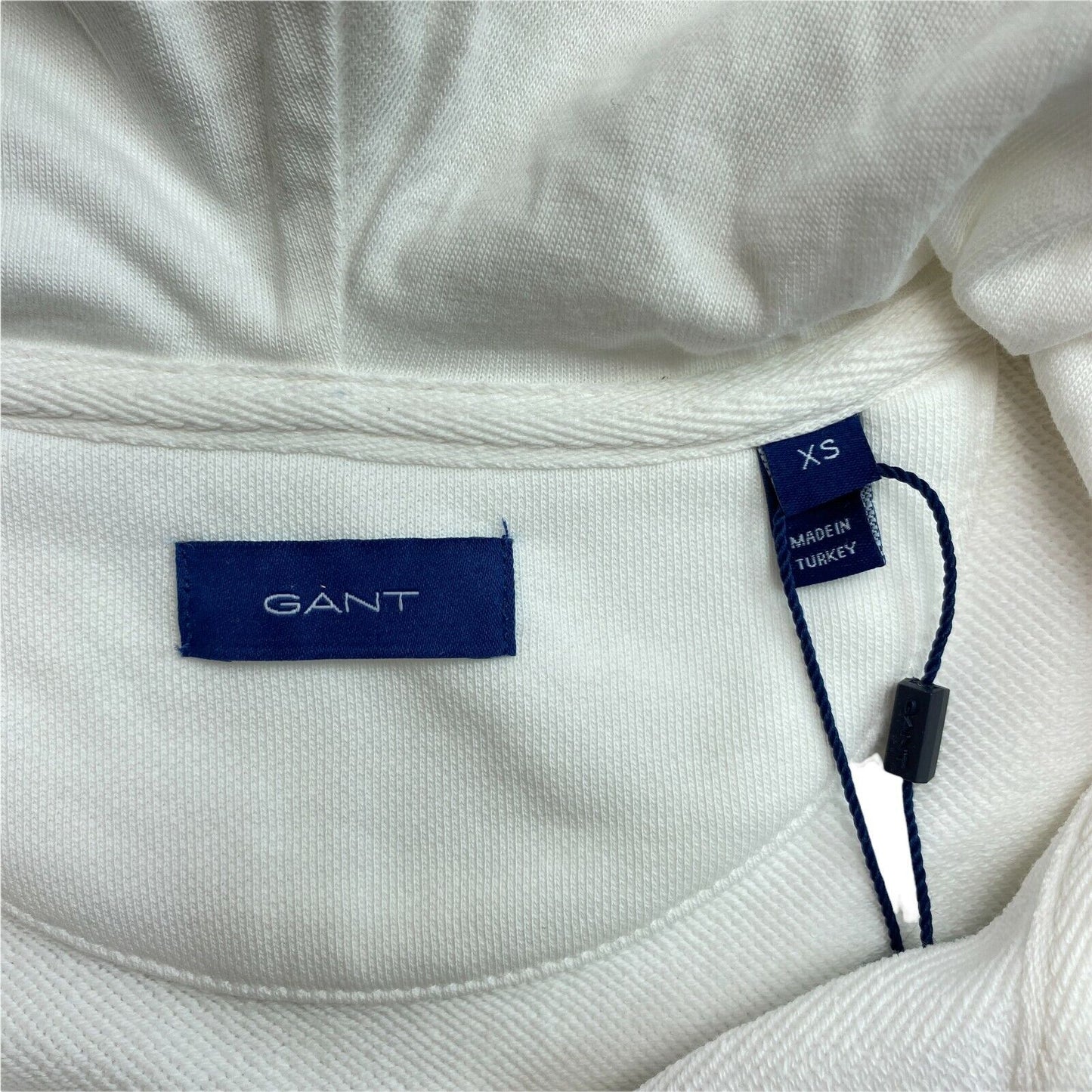 GANT White Arch Logo Full Zip Hoodie Jumper Sweater Size XS