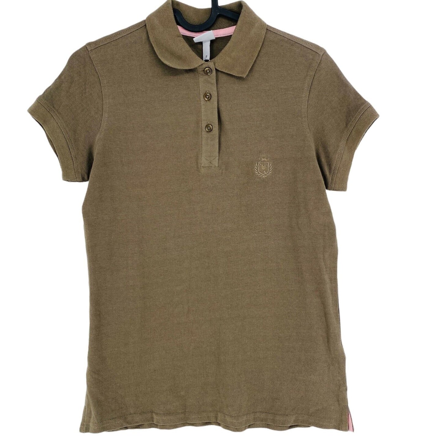 PIAZZA ITALIA Brown 100% Cotton Short Sleeve Collared Polo Top Size S