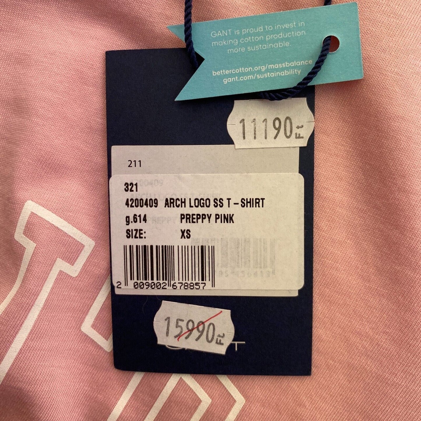 GANT Pink Arch Logo Crew Neck T-Shirt Size XS