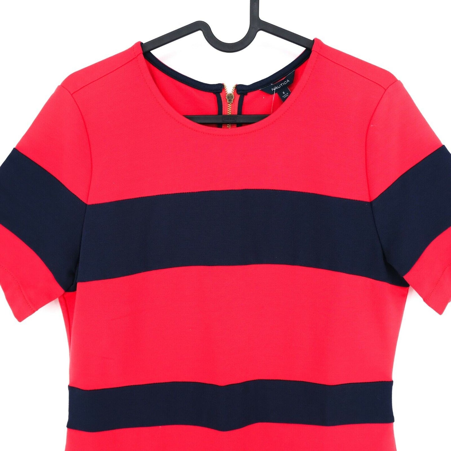 Nautica Red Striped Crew Neck Dress Size 6 / S